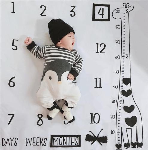 Baby Milestone Blanket Giraffe Print Photography Monthly Background Cloth 100CM Boys Girls Kids Camera Photo Props