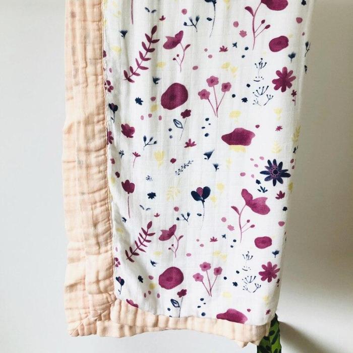 purple four layer baby Swaddle Wraps Cotton Baby Blankets Newborn 70%Bamboo 30%cotton quilt