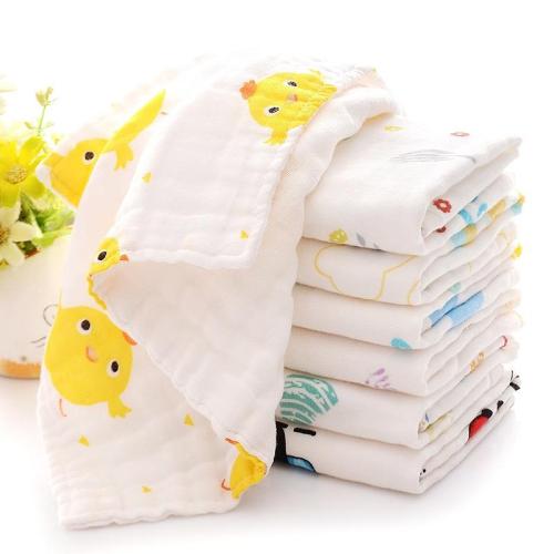 100% Cotton baby towel Gauze Baby Face Towel Infant Cartoon Face Hand Bathing Towel Bibs Feeding Square handkerchief
