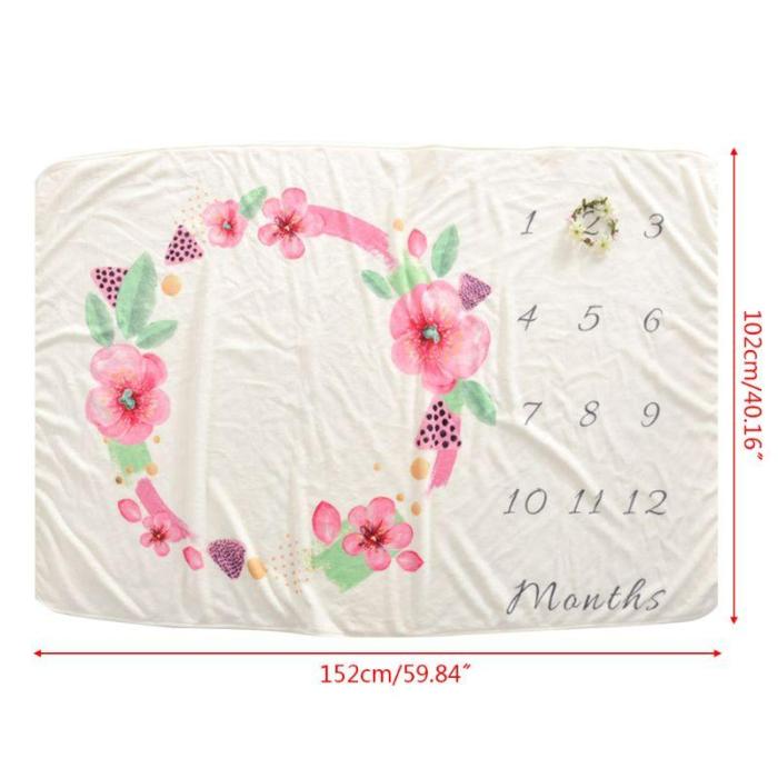 Baby Monthly Record Growth Milestone Blanket Newborn Cute Animal Pattern Cloth