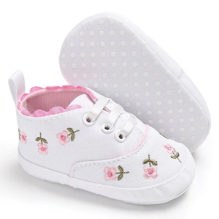 Fashion Newborn Infant Baby Girls Floral Cotton Crib Shoes Soft Sole Anti-slip Sneakers