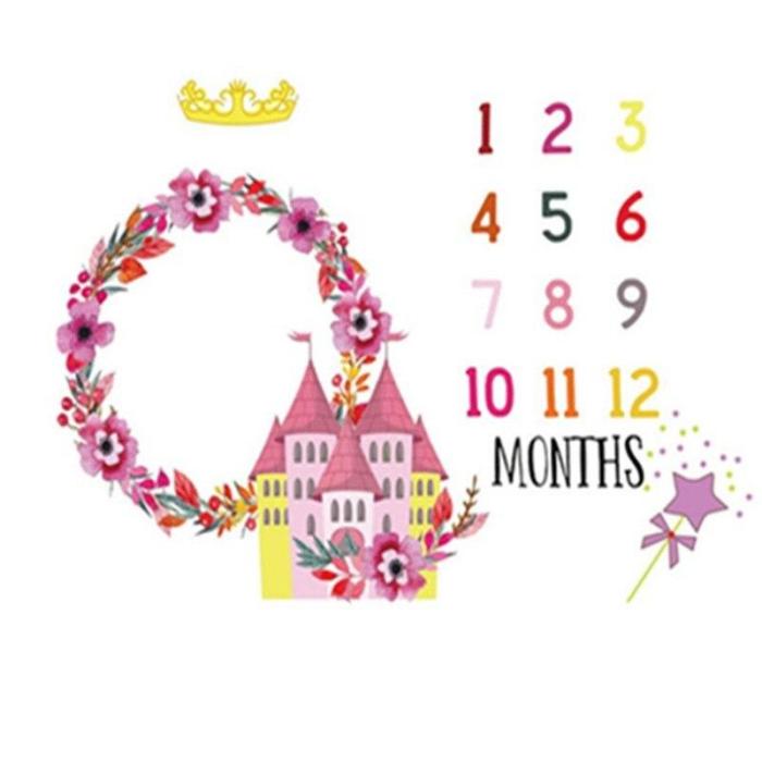 Newborn Baby Milestone Blanket Floral Castle Backdrop Cloth Photography Props Soft Flannel Growth Monthly Shower Swaddle Wraps
