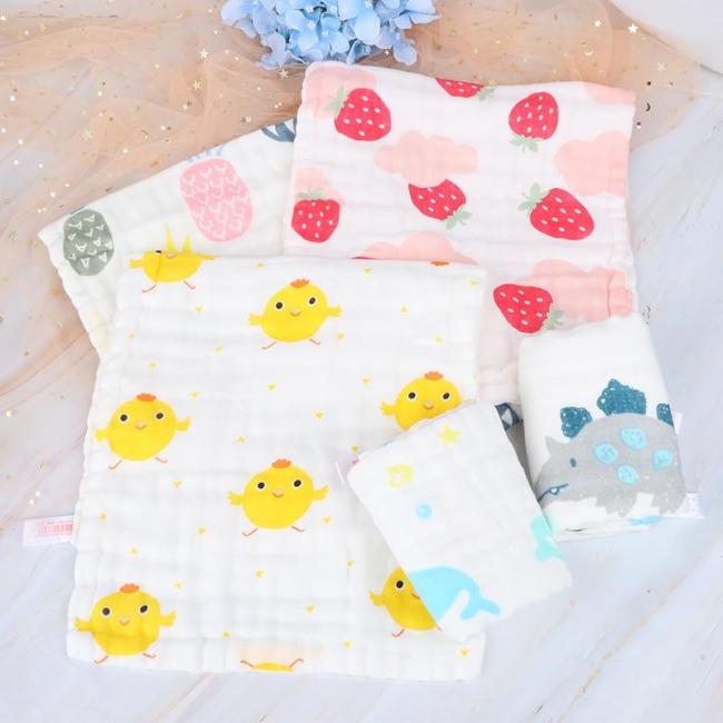 6 Layers Cotton Soft Baby Face Towel Muslin Baby Towels Handkerchief Bathing Feeding Face Washcloth Wipe Burp Cloths 25x25cm