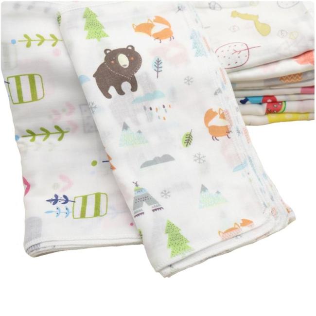 10PCS Baby Feeding Towel Teddy Bear Bunny Dot Chart Printed Children Small Handkerchief