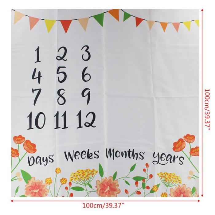Baby Milestone Blankets Newborn Photography Background Prop  Infant bath towel Baby quilt wrapping cloth or Hundred days Blanket