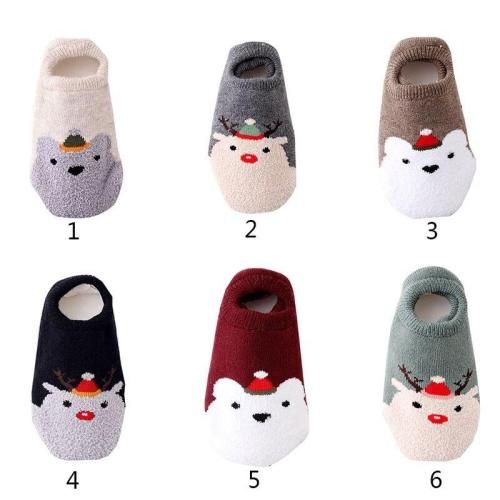 Winter socks cartoon Christmas baby socks newborn boys girls home socks cotton thickening toddler New Year gift 0-5Y