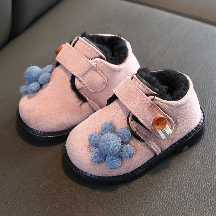Children Kid Baby Girls Boots Ankle Sport Short Bootie Casual Flower Warm Shoes Unisex Animal Prints Hook Loop Baby Shoes