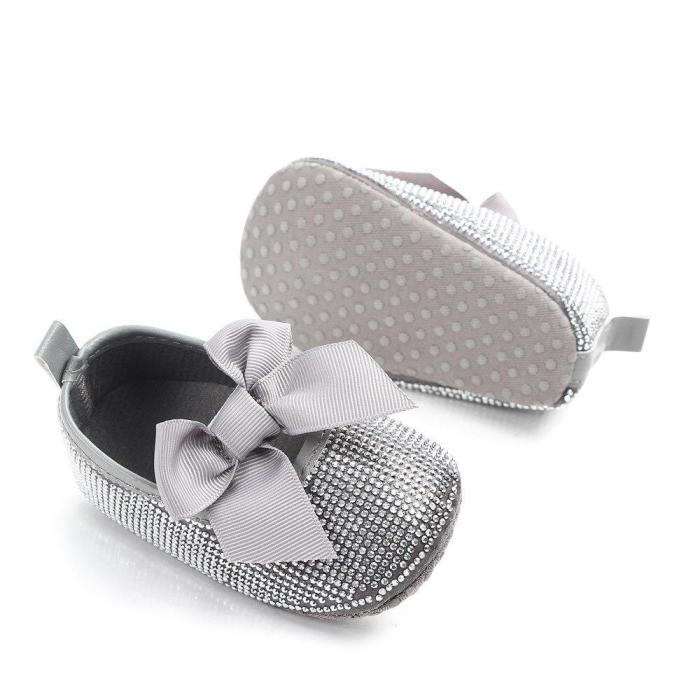 Crib shoes Girls Princess Mary Jane shoes DIY Crystal Pearl baby shoes with  Soft Soled Anti-Slip Bow Shoe Footwear