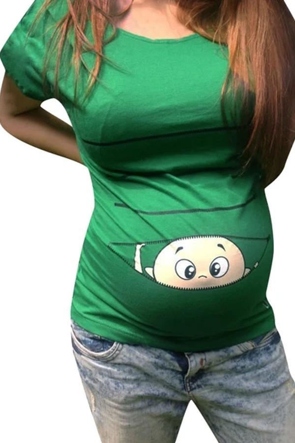 Maternity Clothes Women Maternity Short Sleeve Cute Cartoon Print Shirt Pregnant Cartoon Graphic Tops