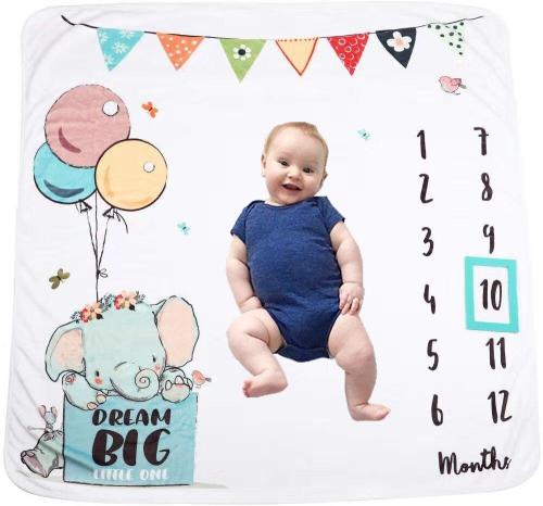 Baby Milestone Blanket Soft Flannel Fleece Shower Swaddle Wrap Infant Bath Towel Newborns Monthly Backdrop Photography Props