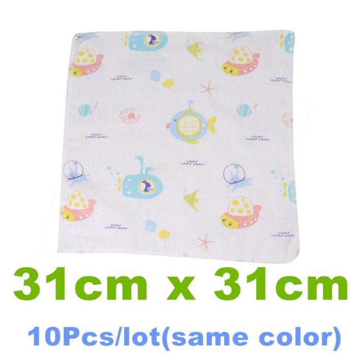 10PCS Baby Feeding Towel Teddy Bear Bunny Dot Chart Printed Children Small Handkerchief