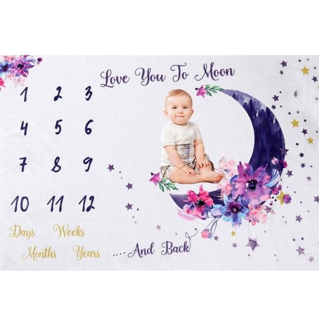 Infant Photography Props Blanket Soft Fleece Newborn Baby Monthly Growth Milestone Background Photo Props Stroller Blanket