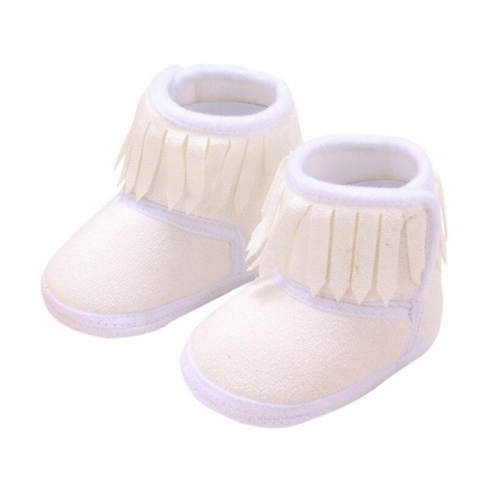 Newborn Baby Boots Winter Baby Fringe Boots Girl Newborn Solid Color Tassel Soft Bottom New Cotton Warm Boots 0-18M