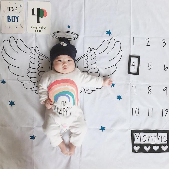Newborn Baby Milestone Blanket Infant Angel Wings Background Cloth  Shooting Photography Props