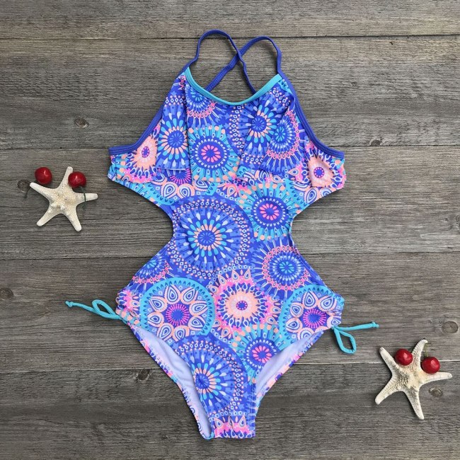 Fashion summer Girls  Print Africa Style One-piece Swimsuit