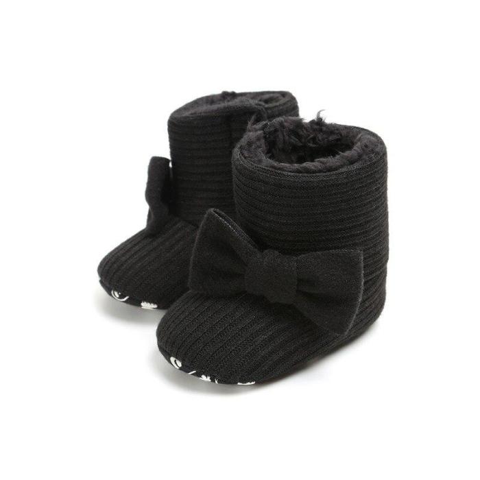 Fashion Winter Baby Toddler Boots Cute Butterfly-knot Knitted Yarn Vamp Warm Boots Baby Toddler Boots