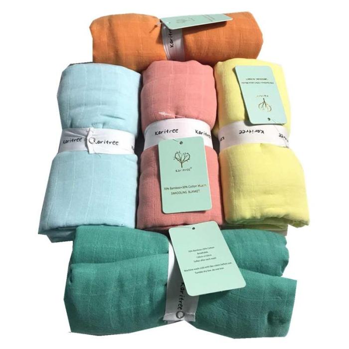 pure 70% bamboo+ 30% cotton baby Swaddle Wraps Cotton Baby muslin Blankets Newborn 100% bamboo  quilt