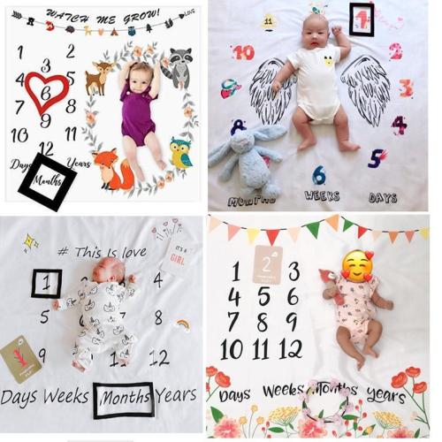 27 styles Baby Milestone Blanket Creative Cartoon Print Backdrop Cloth Photography Props Newborns Monthly Commemorative Gift
