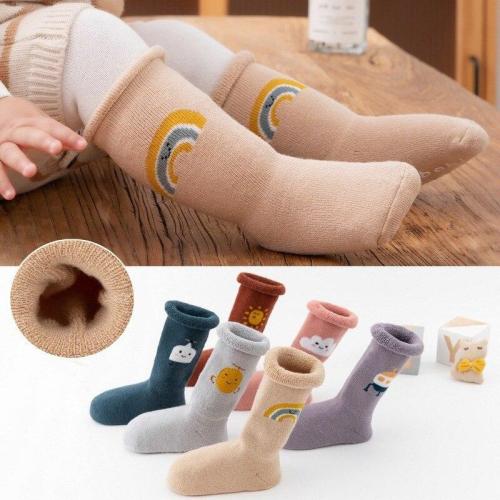 1 Pairs Toddler Boys And Girls Socks Thick Warm Thermal Socks Cotton Socks Anti-Slip Baby Floor Socks