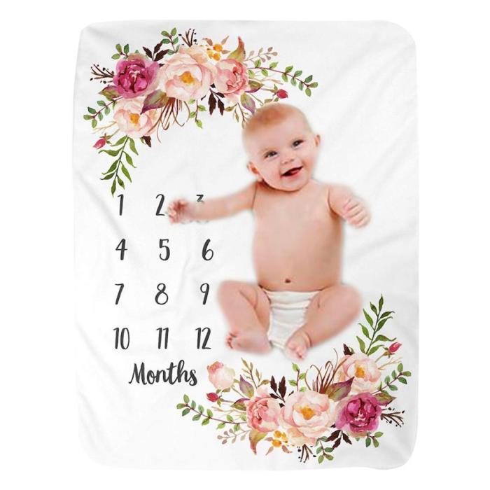 100x130cm Newborn Baby Milestone Blanket Photography Props Flannel Background Bedding Wrap Swaddle Towel