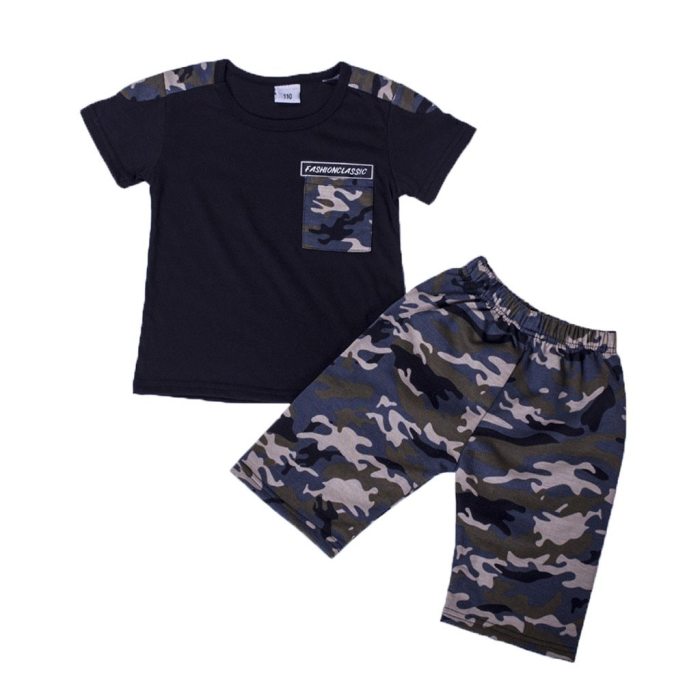 Teen Kids Baby Boys Letter Tracksuit Camouflage Tops Shorts 2PCS Outfits Set Costume For Boy Summer
