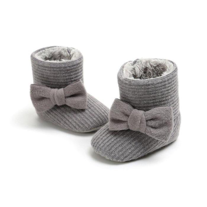 Fashion Baby Girls Boot Newborn Winter Warm Knit Boots Toddler Infant Soft Sole Shoes Flower Baby Shoes 0-18M