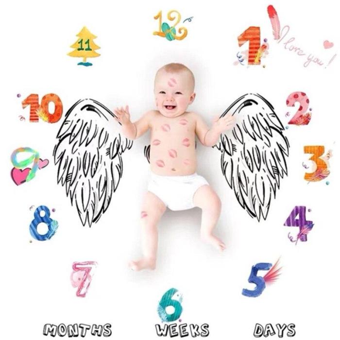 Newborn Baby Milestone Blanket Photography Props Background Cloth Monthly Growth Shooting Photo Bedding Wrap Swaddle 100x100cm