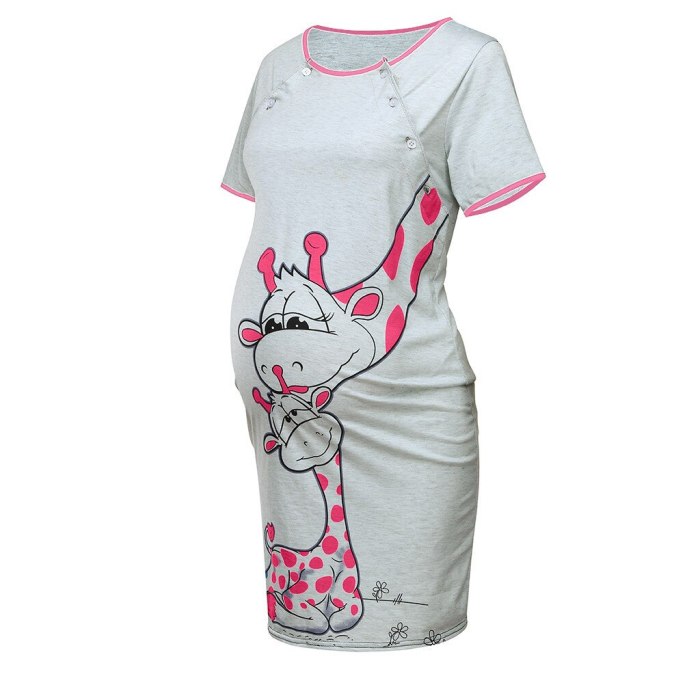 Fashion Pregnancy dress Women Short sleeve Pregnant Maternity Dress Skirt Solid Print Nightdress maternity sleepwear