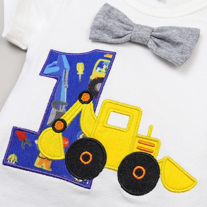 Newborn Baby  Clothes Gentleman  Birthday Romper Straps Shorts Outfits Cartoon Print Sets