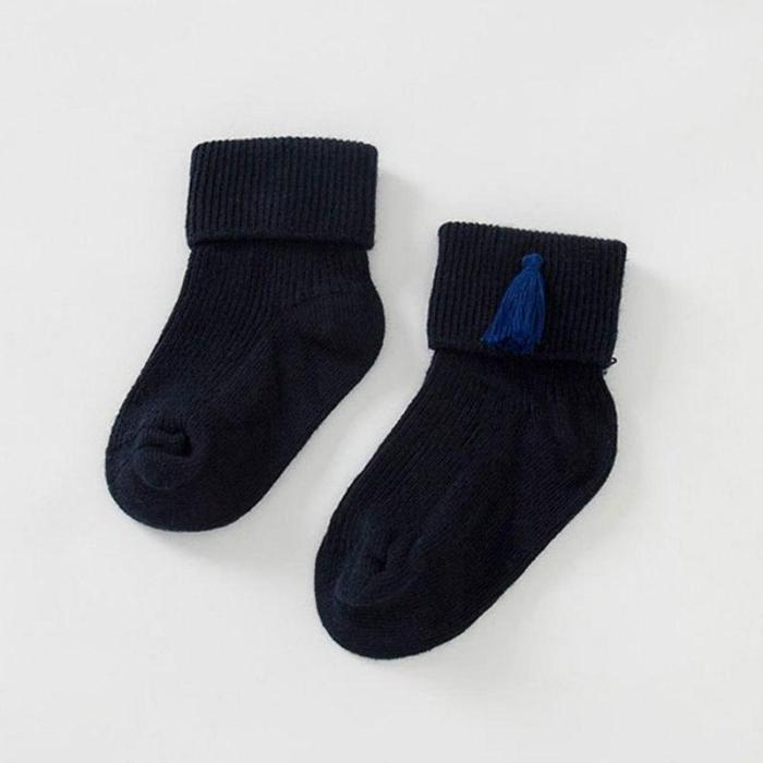 Newborn Cute Boots Solid Warm Toddler Socks Baby Girl Boy Anti-slip Socks Tassel Belt Boots For 0-18M