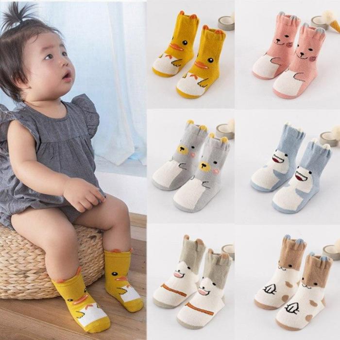 Newborn Baby Cartoon Print Sole Soft Sock Boys Girls Infant Toddler Anti-slip Floor Socks