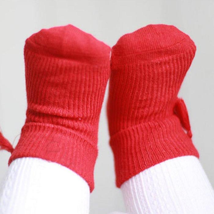 Newborn Cute Boots Solid Warm Toddler Socks Baby Girl Boy Anti-slip Socks Tassel Belt Boots For 0-18M