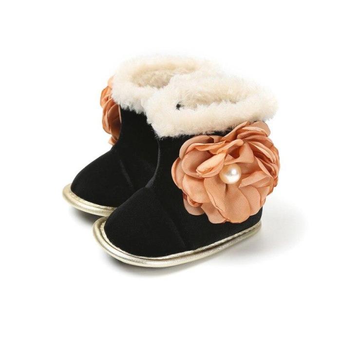 Infant Newborn Baby Boots Toddler Boy Girl Soft Sole Flower Crib Shoes Warm Anti-slip Boots