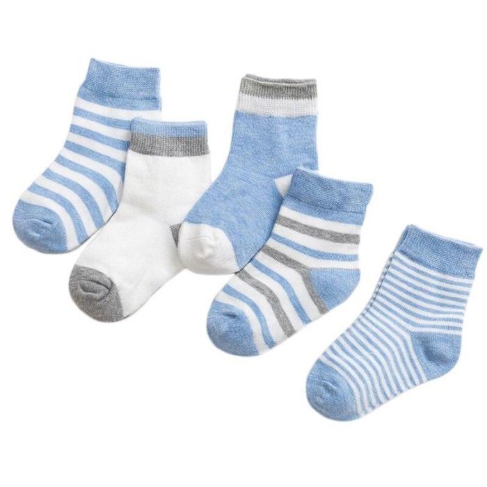 5 Pairs/Sets New Boys Girls Cute Cartoon Stripe Pattern Cotton Socks Childrens Kids Novelty Design