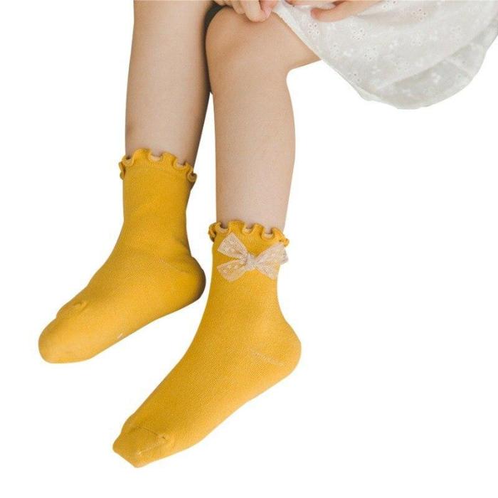 5 Pairs Baby girl socks Bows Princess Socks cute Baby Socks Tube Booties Vertical Striped Toddler Kids Sock 3-13Y