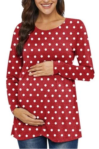 Pregnancy Toy Women's  Maternity Clothes Long Sleeve Dot Printed Tops Pregnant Shirt Blouse
