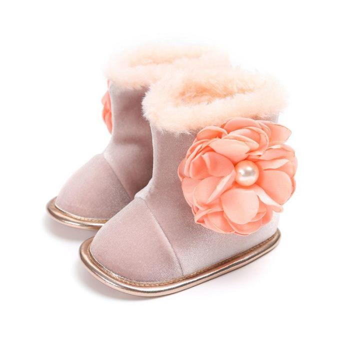Infant Newborn Baby Boots Toddler Boy Girl Soft Sole Flower Crib Shoes Warm Anti-slip Boots