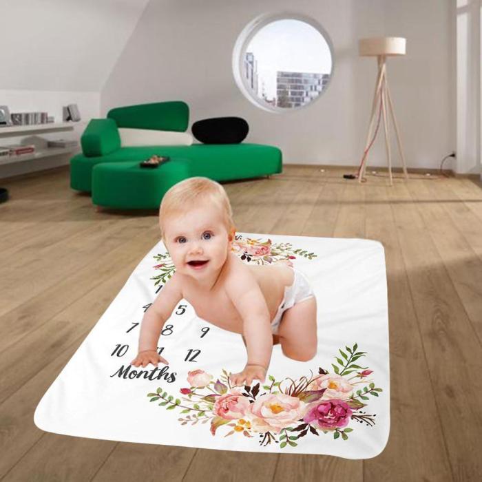 100x130cm Newborn Baby Milestone Blanket Photography Props Flannel Background Bedding Wrap Swaddle Towel
