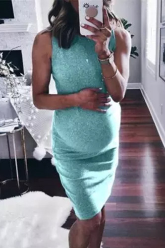 Maternity Solid Color Sleeveless Bodycon Dress