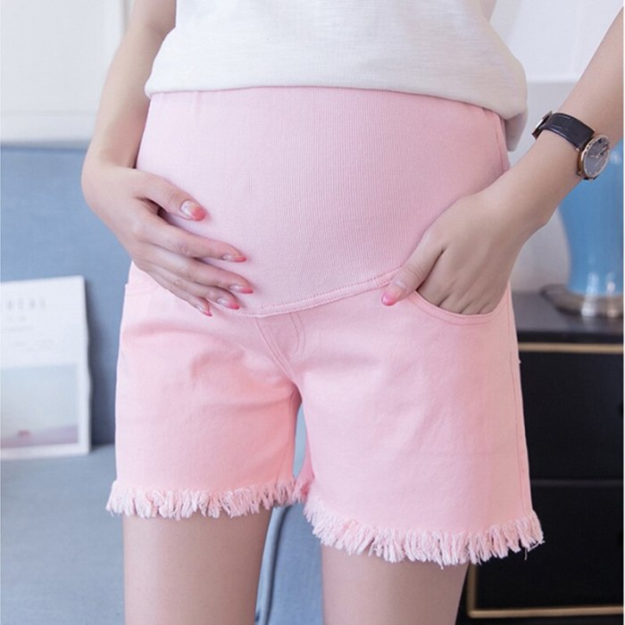 Maternity Short High Waist Support Belt Comfort Pregnant Jeans Denim Pants
