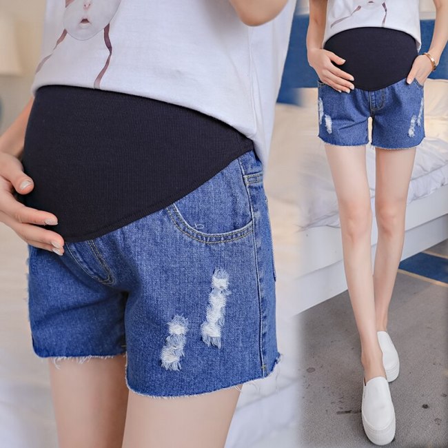 Pregnant Women Clothing Pregnancy Cotton Clothes Short Belly Skinny Jeans High Waist Pants