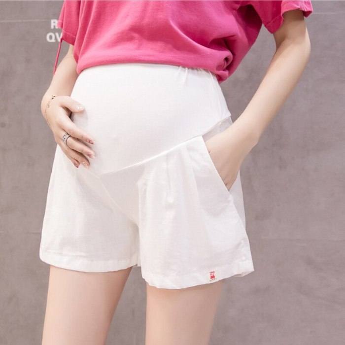 Cotton Maternity Shorts Pregnancy Pants Leisure Cotton for Pregnant Women Clothing Elastic Waist Mother Wear Clothes Summer