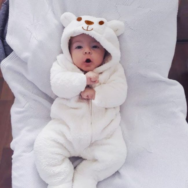 2020 New Cute BABY Newborn Baby Boy Girl Clothes Long Sleeve Hoddies Bear Zipper Baby Romper Clothes Autumn Winter Wear