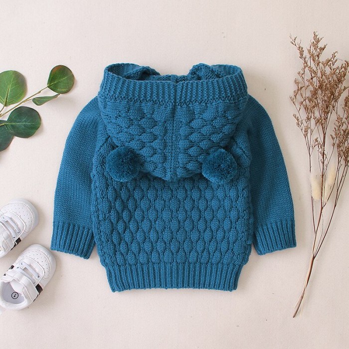 Spring Autumn Newborn Infant Baby Girl Boy Cardigan Clothes Winter Jacket Warm Coat Knitted Sweater Hooded Button Outwear