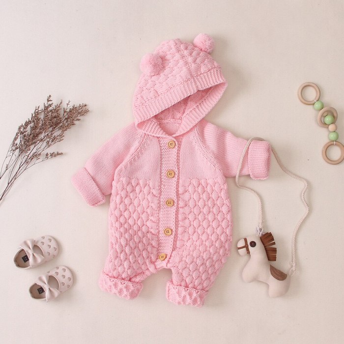 Newborn Infant Baby Girl Boy Romper Jumpsuit Autumn Winter Warm Coat Hooded Knit Jacket For Baby Coat