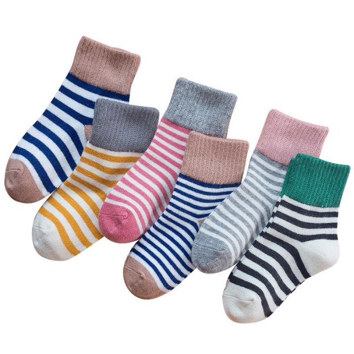 5 Pairs Baby Boys Winter Socks Cartoon Bear Kids Spring Autumn Cotton Breathable Keep Warm Floor Anti-skid Girls Socks