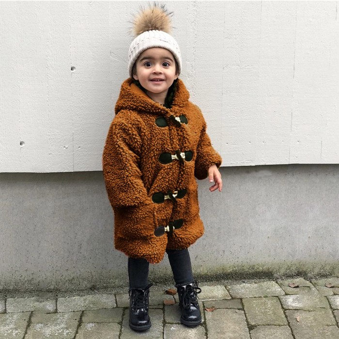 Toddler Baby Kids Girls Coat Jacket Plus Velvet Windproof Winter Hooded Coat Solid Thicken Warm Outwear Baby Girl Clothes