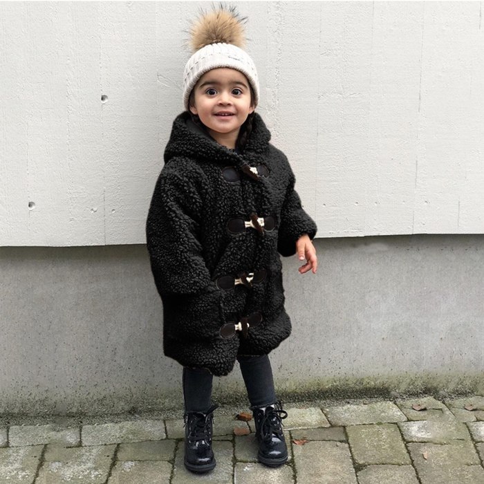 Toddler Baby Kids Girls Coat Jacket Plus Velvet Windproof Winter Hooded Coat Solid Thicken Warm Outwear Baby Girl Clothes