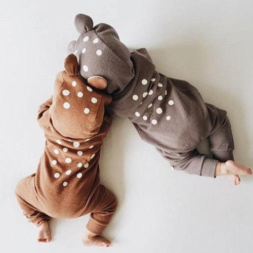 Baby boy clothes cartoon sika deer jumpsuit robe with zipper newborn clothes baby crawlerjumpsuit