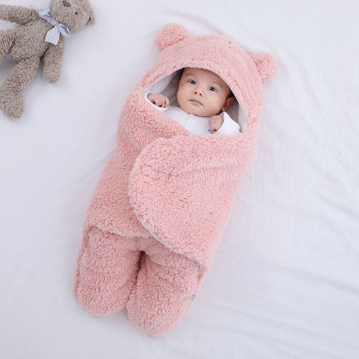 Baby Sleeping Bag Ultra-Soft Fluffy Fleece Newborn Receiving Blanket